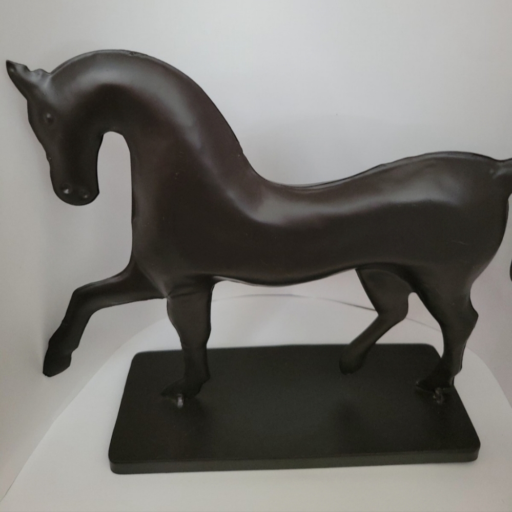 Decorative Metal Finish Horse Statue Figure Art Rustic Western Folk Art